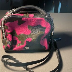 Beautiful pink. Camo, crossbody leather purse.